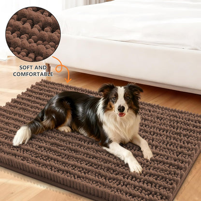Smiry Dog Door Mat for Muddy Paws 30x20, Extra Soft Absorbent Chenille Doormat, Trap Moisture and Dirt, Non-Slip Machine Washable Front Door Mat for Indoor Entrance Inside Floor, Grey