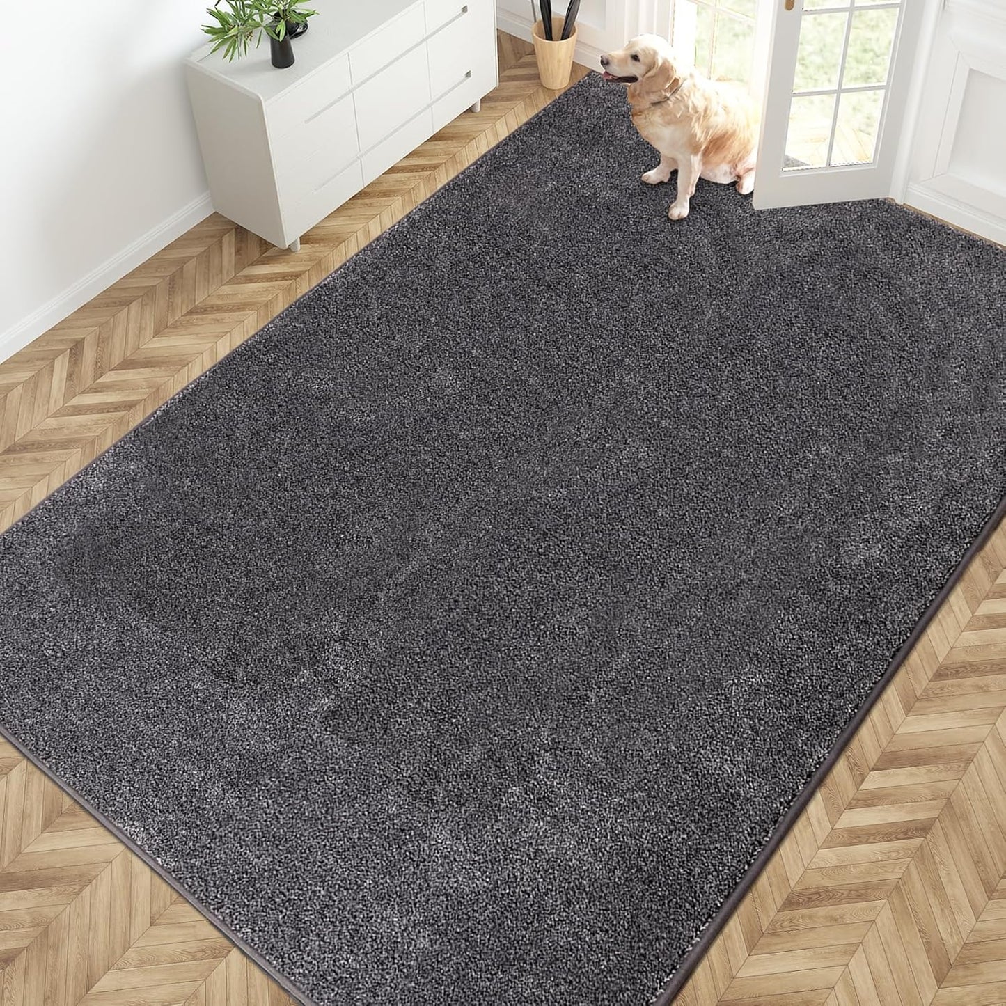 PURRUGS Dirt Trapping Door Mat 20" x 31.5", Non-Slip Machine Washable Entryway Rug, Dog Doormat, Indoor Front Door Mat, Super Absorbent Entry Rug for Muddy Shoes & Paws, Bluish Grey-Black