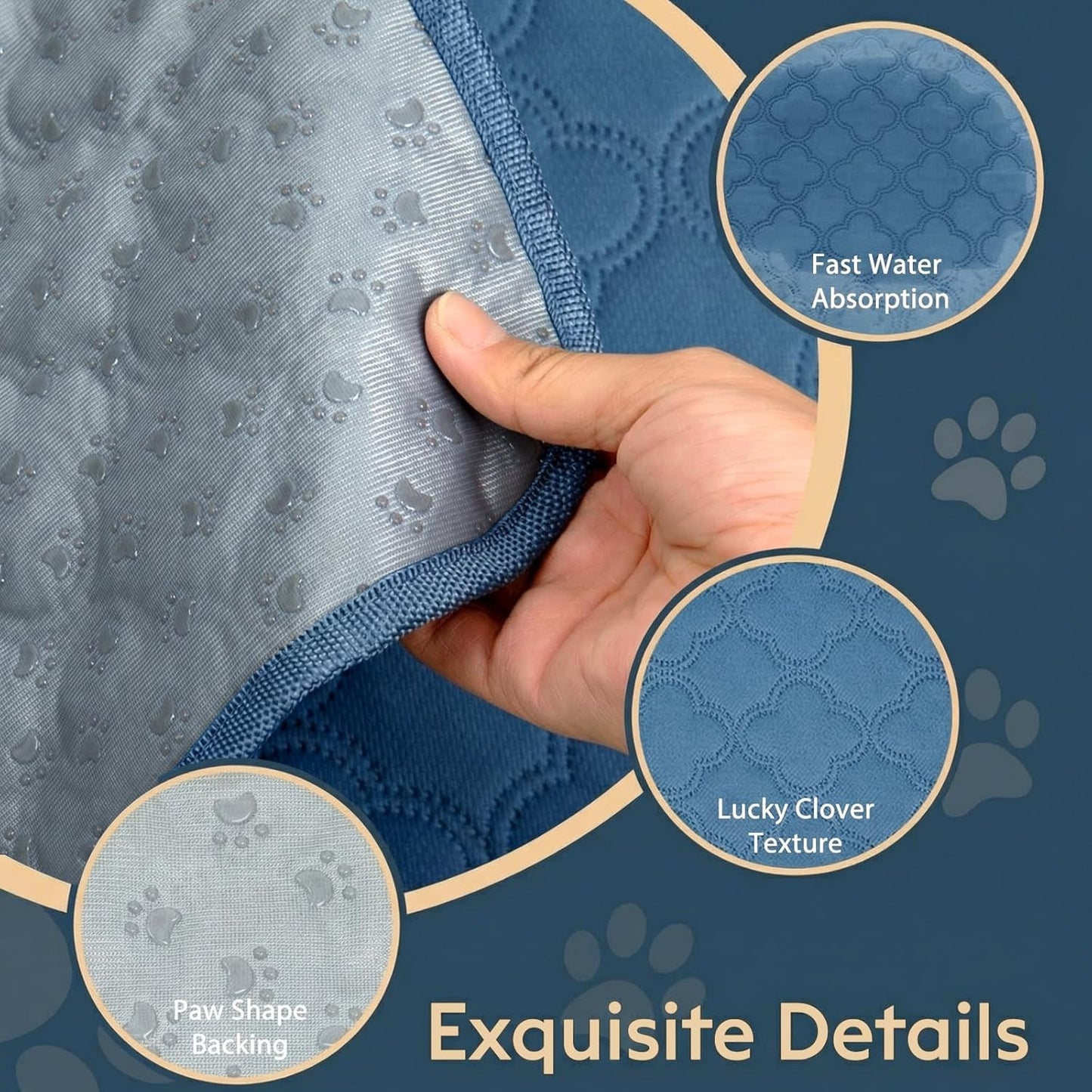 FunFurry Washable Pee Pads for Dogs - 4 Pack Reusable Pee Pads，Waterproof Puppy Pads，Pet Training Pads，Super Absorbent with Dog Paw Shape Non-Slip Backing (Cream, 18" X 24" - 4 Pack)