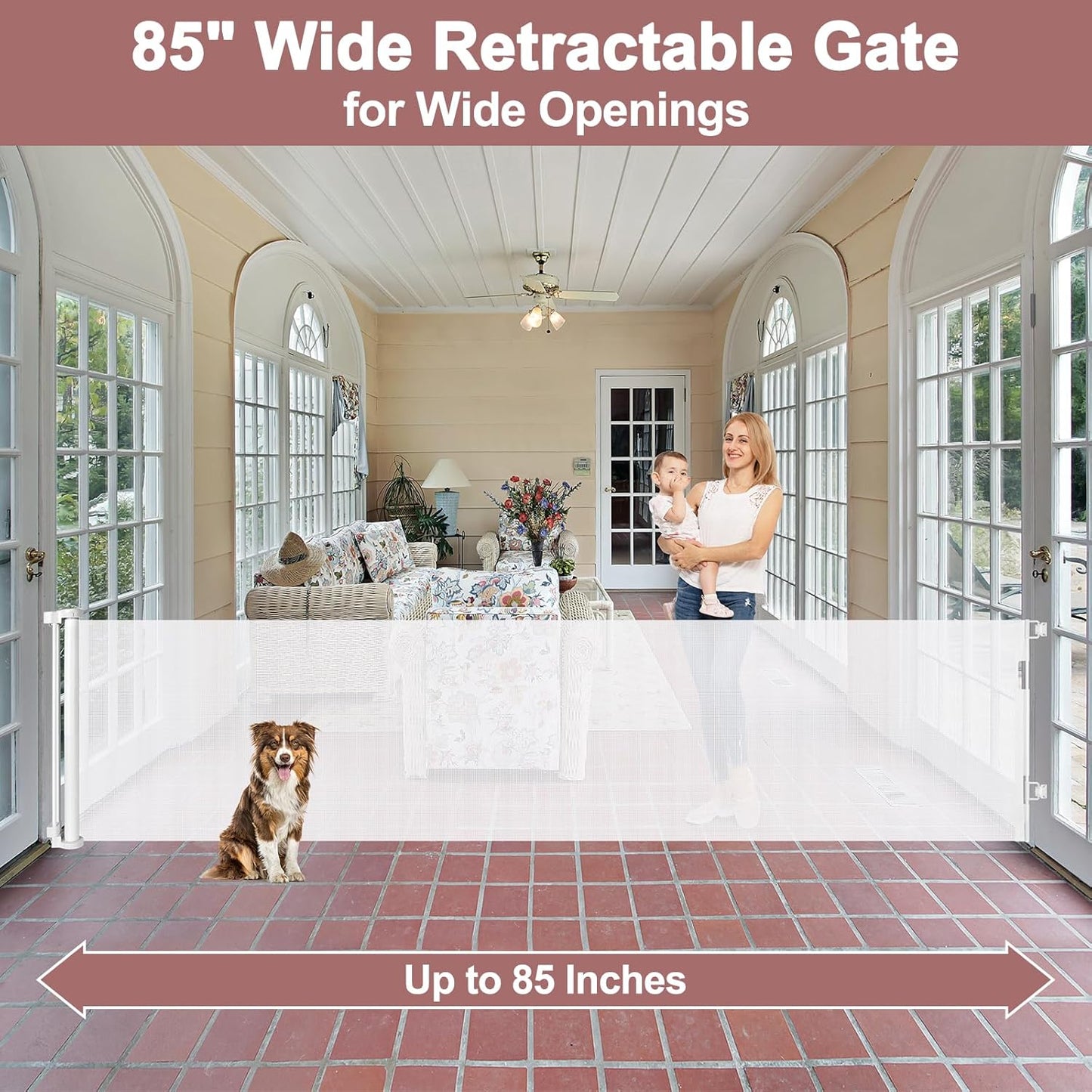 Extra Wide Baby Gate for Large Openings Retractable Baby Gates Indoor Outdoor Extra Long Dog Gate for Doorway Stair Gates for Kids or Pets Extra Large Dog Gate for Stairs