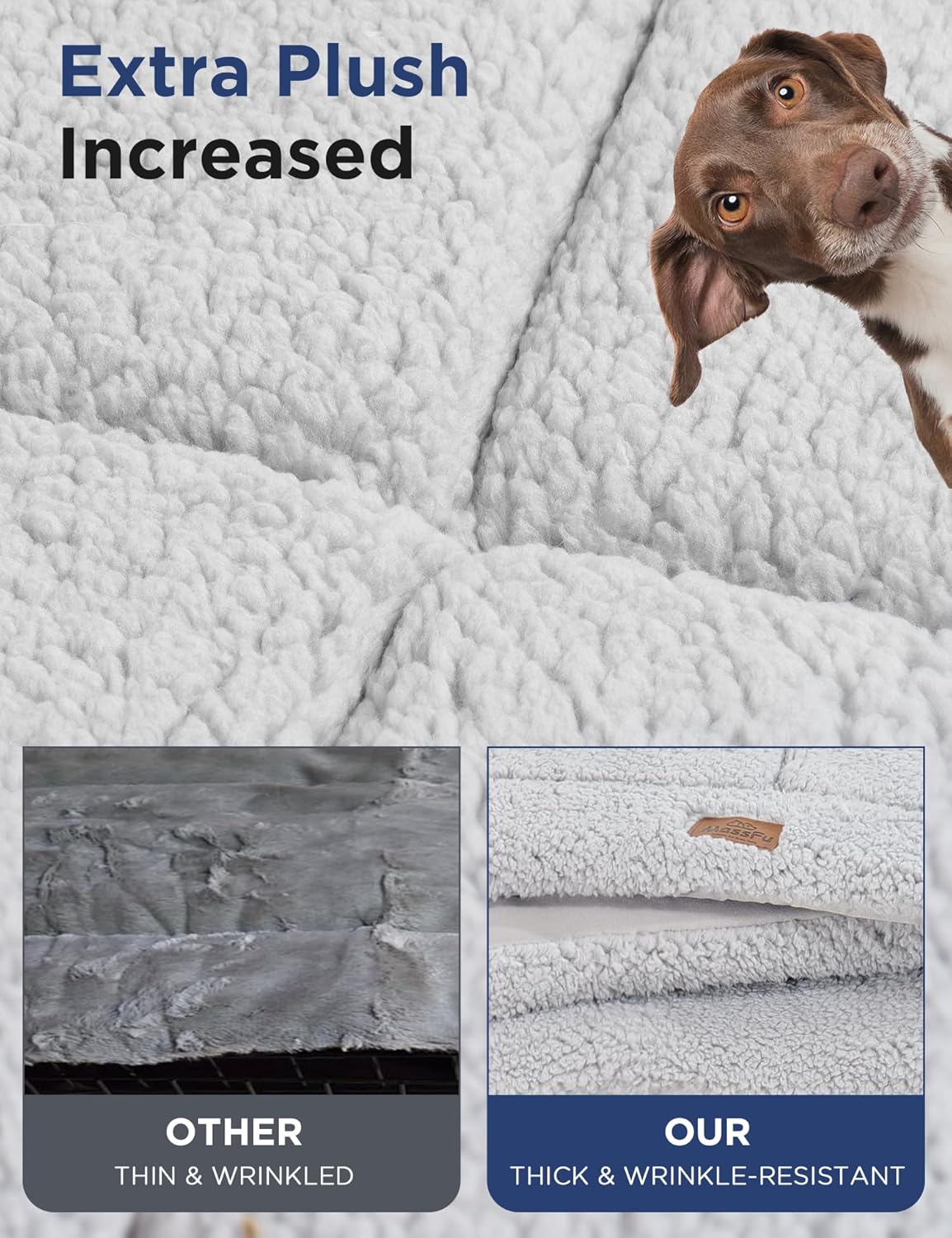 Reversible Dog Crate Pad Bed for Medium Dogs,Washable & Non-Slip Kennel Pet Mat, High Density Foam and Soft Fleece Cat Bed for Indoor & Outdoor Use, 35" x 23", Dark Gray