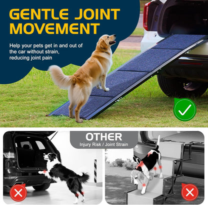 DoCred Dog Ramp for Car, 71'' L x 20'' W Dog Ramps for Large Dogs, Extra Wide Pet Ramp with Non-Slip Surface for Medium & Large Dogs to Get in Car, SUV & Truck, Supports Up to 250 Lbs
