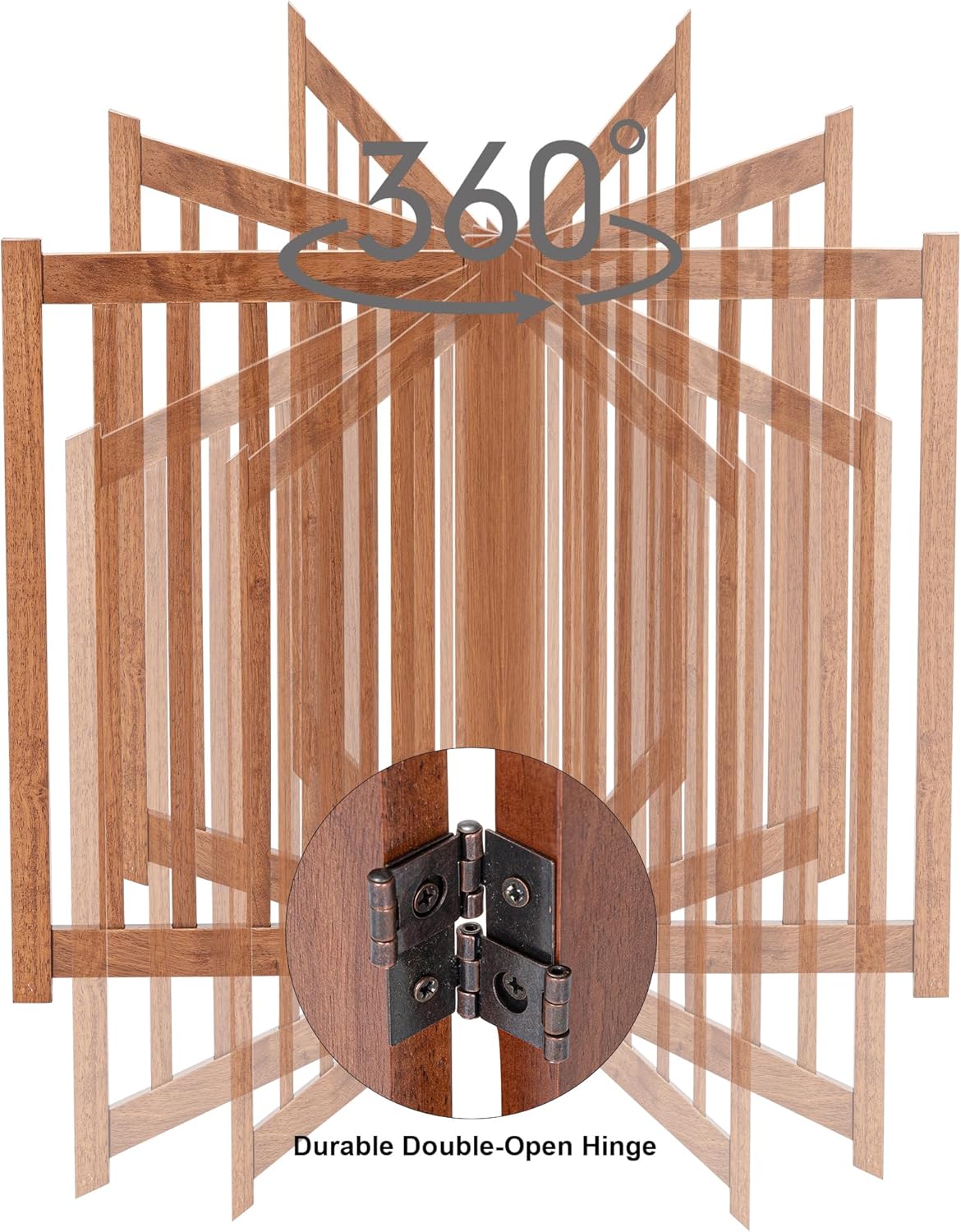 LZRS 2-Panel Wooden Free Standing Foldable Dog Gate Indoor – Solid Hardwood 24" High, Step-Over Safety Pet Gate for Doorways, Stairs & Small Spaces - Indoor Use, White