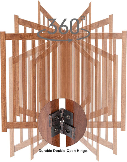 LZRS 2-Panel Wooden Free Standing Foldable Dog Gate Indoor – Solid Hardwood 24" High, Step-Over Safety Pet Gate for Doorways, Stairs & Small Spaces - Indoor Use, White