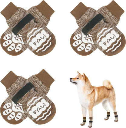 BEAUTYZOO Anti-Slip Dog Socks,Dog Shoes for Hot/Cold Pavement,Paw Protectors with Grips 3 Pairs for Puppy Small Medium Large Senior Old Dogs,Dog Socks to Prevent Licking and Hardwood Floor Protection