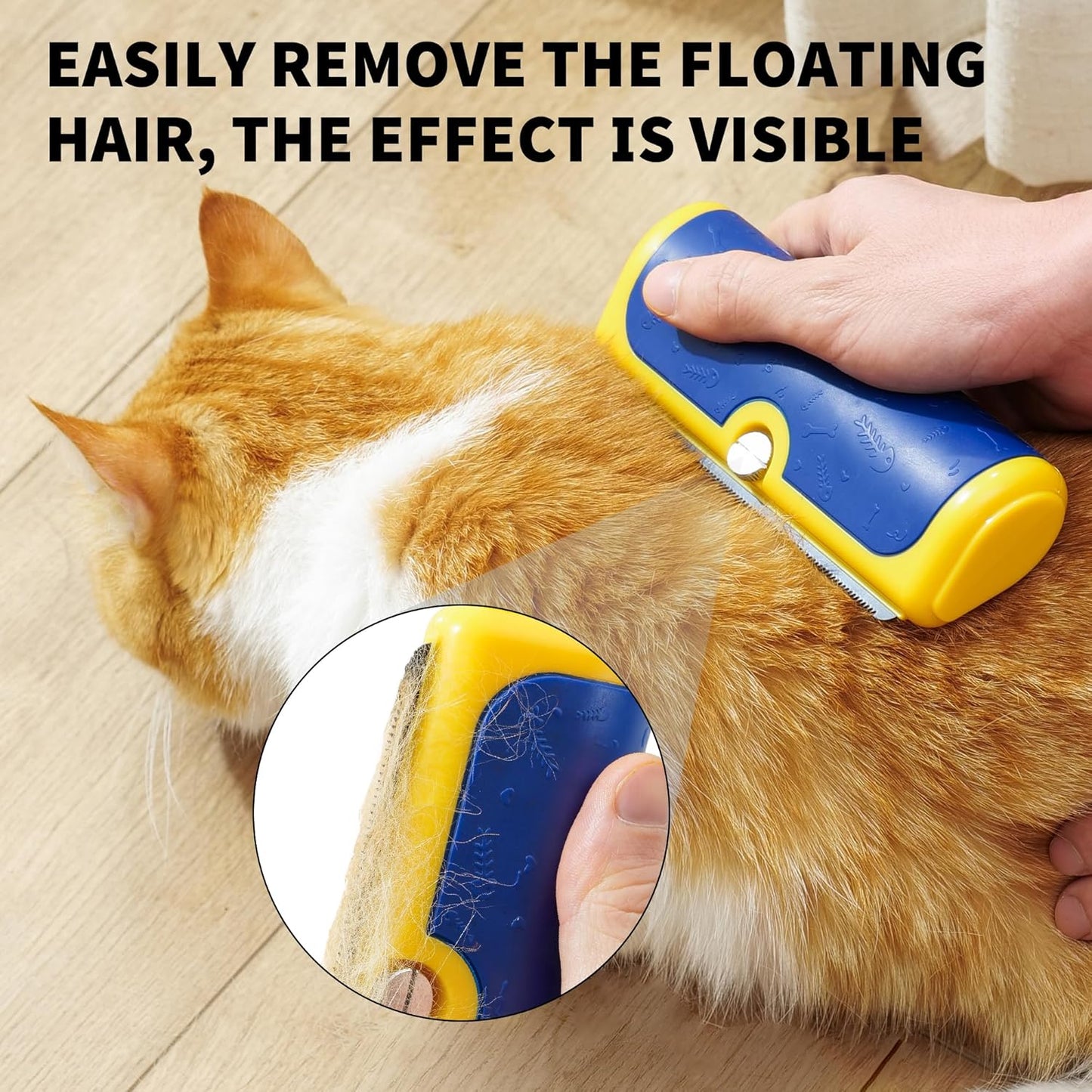 Dog Deshedding Brush & Shedding Blade, Dog Brush for Shedding, Undercoat Grooming Tool for Short & Medium Fur & Double Coats, Replaceable Metal Blade, Black