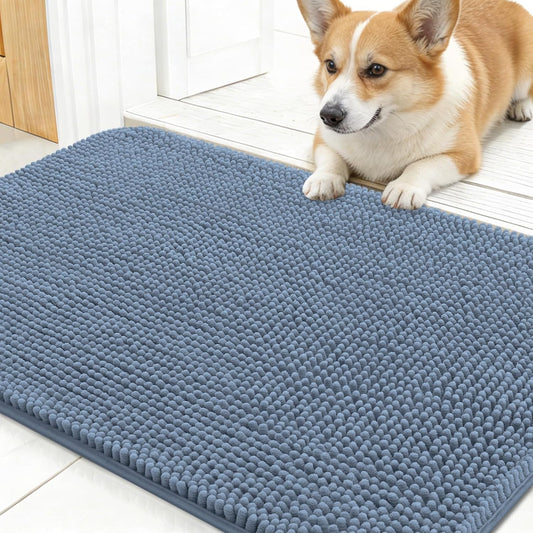 OLANLY Dog Door Mat for Muddy Paws 30x20, Absorbs Moisture and Dirt, Absorbent Non-Slip Washable Doormat, Quick Dry Chenille Mud Mat for Dogs, Entry Indoor Entryway Carpet for Inside Floor, Grey - Colors A
