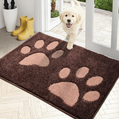 PURRUGS Dirt Trapping Door Mat 20" x 31.5", Non-Skid/Slip Machine Washable Microfiber Entryway Rug, Dog Doormat, Super Absorbent Welcome Mat for Muddy Wet Shoes and Paws, Grey