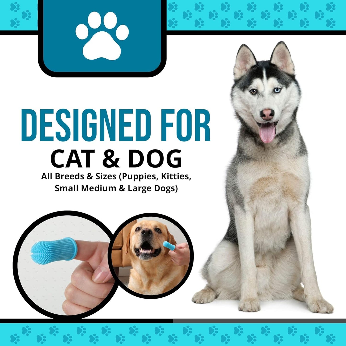 Dog Finger Toothbrush – Soft Silicone Finger Brush for Dogs & Puppies – Gentle Dental Care for Pets – Easy-to-Use Dog Toothbrush for Small, Medium & Large Breeds (Blue/White)