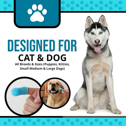 Dog Finger Toothbrush – Soft Silicone Finger Brush for Dogs & Puppies – Gentle Dental Care for Pets – Easy-to-Use Dog Toothbrush for Small, Medium & Large Breeds (Blue/White)