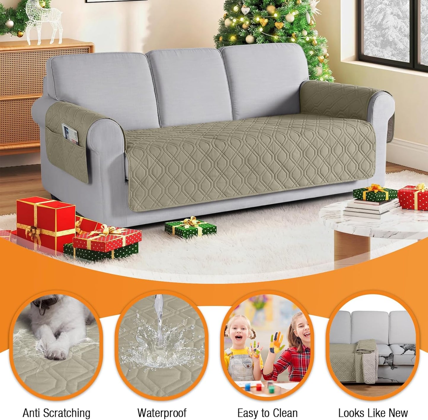 VANSOFY Couch Cover, Waterproof Sofa Covers Washable Slipcover Furniture Protector Couch Seat Covers Non-Slip Couch Cover for Dogs, Pets(Sofa, Dark Gray)