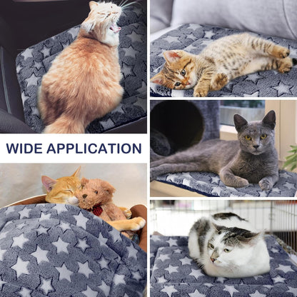 VitalCozy 4 Pcs Dog Crate Pads, Ultra Soft Warm Washable Anti-Slip Kennel Bed Mat for Pets, Reversible, Replaceable, Cage Liner for Small Medium Large Dogs and Cats (18 x 24 x 1.6 Inch,Star,Gray)