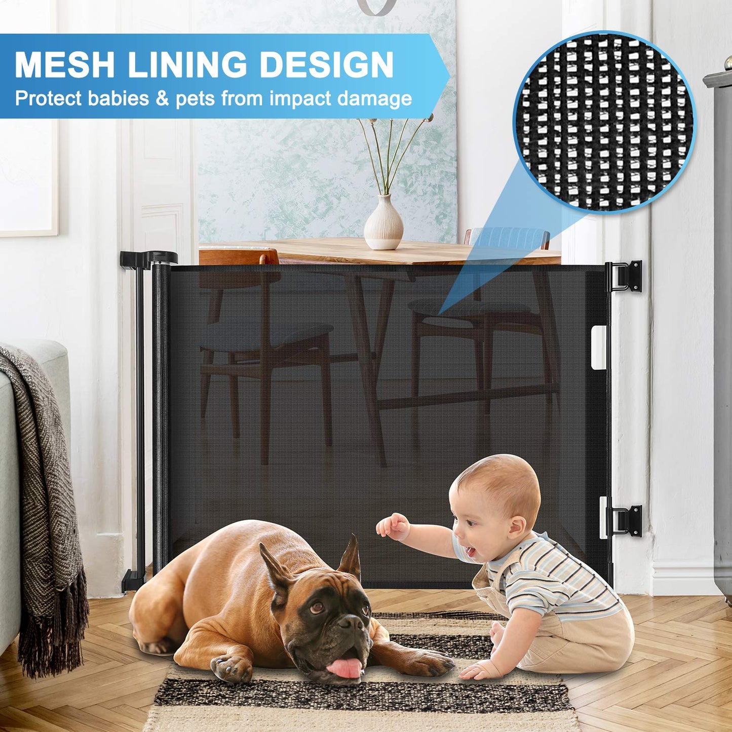 Extra Wide Baby Gate for Large Openings Retractable Baby Gates Indoor Outdoor Extra Long Dog Gate for Doorway Stair Gates for Kids or Pets Extra Large Dog Gate for Stairs