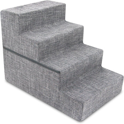 Best Pet Supplies Dog Stairs & Steps - Foam Steps for Small Dogs & Cats, Non-Slip Indoor Balanced Pet Step Support, Dog Ramp, No Assembly, Ash Gray Linen, 2-Step (12-inch Height)