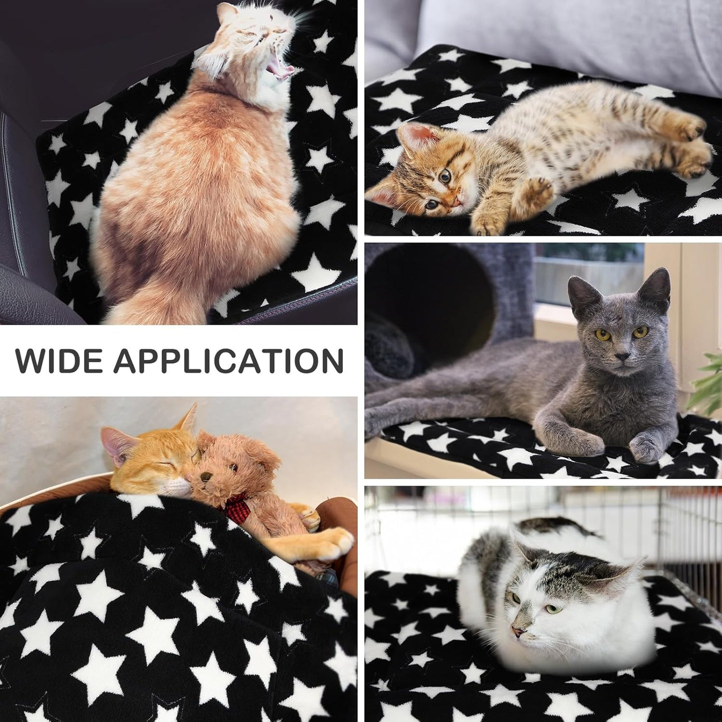 VitalCozy 4 Pcs Dog Crate Pads, Ultra Soft Warm Washable Anti-Slip Kennel Bed Mat for Pets, Reversible, Replaceable, Cage Liner for Small Medium Large Dogs and Cats (18 x 24 x 1.6 Inch,Star,Gray)