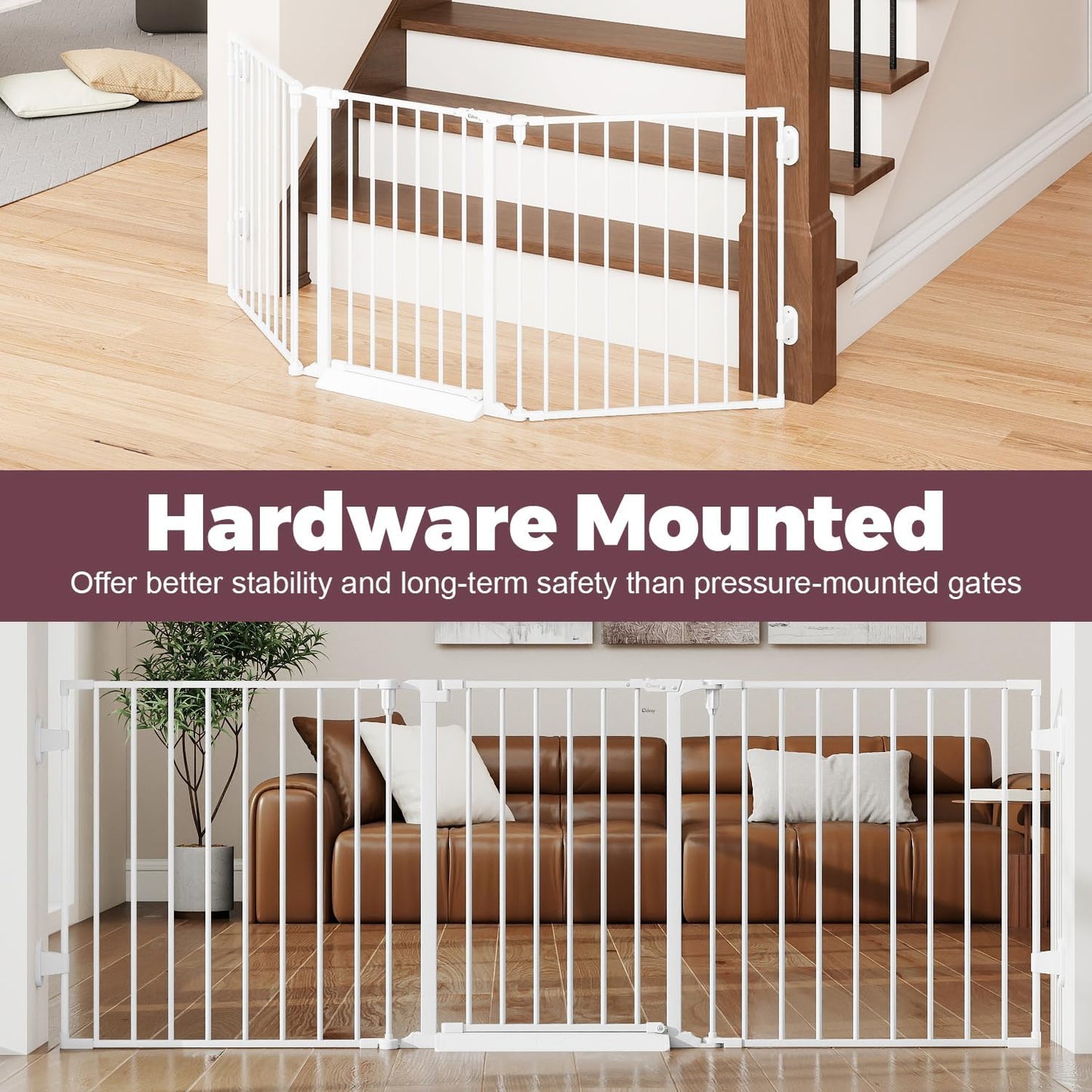 29.4-78" Extra Wide Baby Gate, Long Dog Gates Indoor for Doorways Stairs, Essential Large Safety Gate for Child Toddler with Anti-Trip Pedal, Adjustable Pet Gate, 28" Tall 3 Metal Panels Black