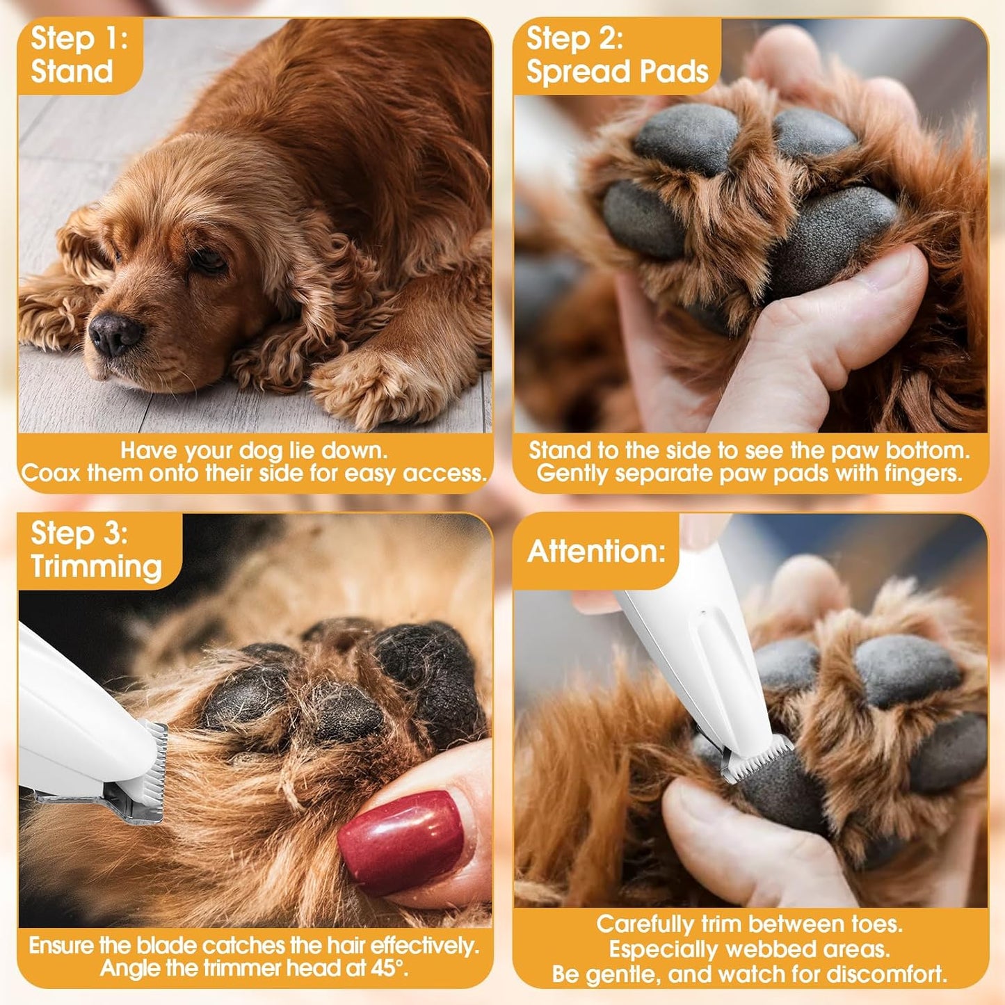 Palksky Dog Clippers for Grooming - 2 in1 Upgraded Electric Dog Paw Trimmer with Nail Grinder, Rechargeable Waterproof Paw Trimmer with Led Display for Dogs Paws, Ears, Face, Rump & Eyes