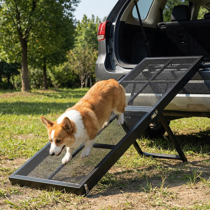 HOOBRO Foldable Dog Ramp for Bed, Pet Ramp for Couch with Handle, Folding Dog Ramp, 5-Level Height-Adjustable Dog Ramp, for Sofa, Bed, and Car, Black BK20PT03