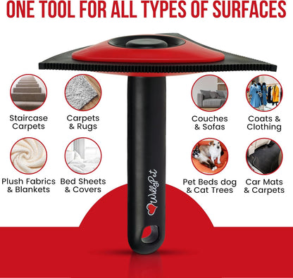 Triangle Pet Hair Remover with 3 Cleaning Modes- Innovative Dog Hair Remover for Car, Clothes, Carpet, & Furniture- Ergonomic Lint Remover for Couch- Pet Fur Remover Tool- Pet Hair Detailer for Car