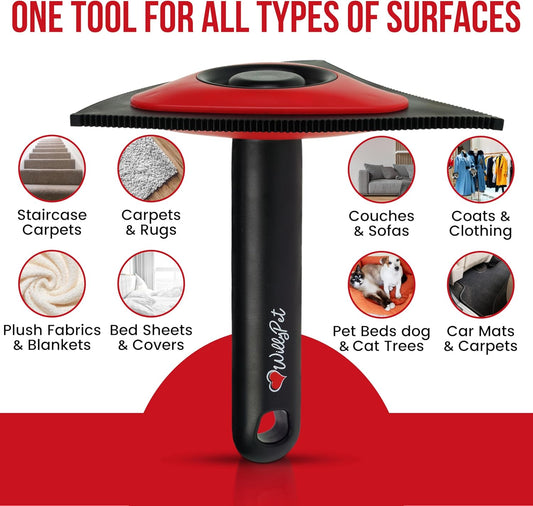 Triangle Pet Hair Remover with 3 Cleaning Modes- Innovative Dog Hair Remover for Car, Clothes, Carpet, & Furniture- Ergonomic Lint Remover for Couch- Pet Fur Remover Tool- Pet Hair Detailer for Car