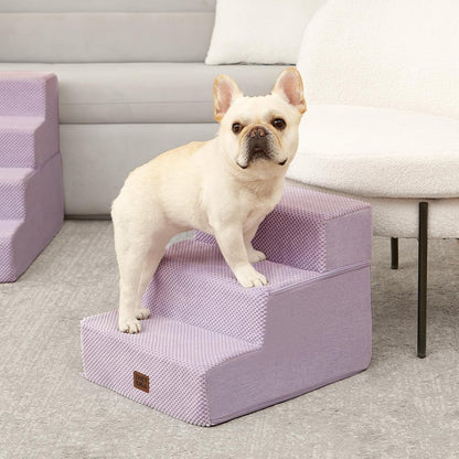 EHEYCIGA Dog Stairs for High Bed 22.5" H, 5-Step Dog Steps for Bed, Pet Steps for Small Dogs and Cats, Non-Slip Balanced Pet Ramp Indoor, Grey