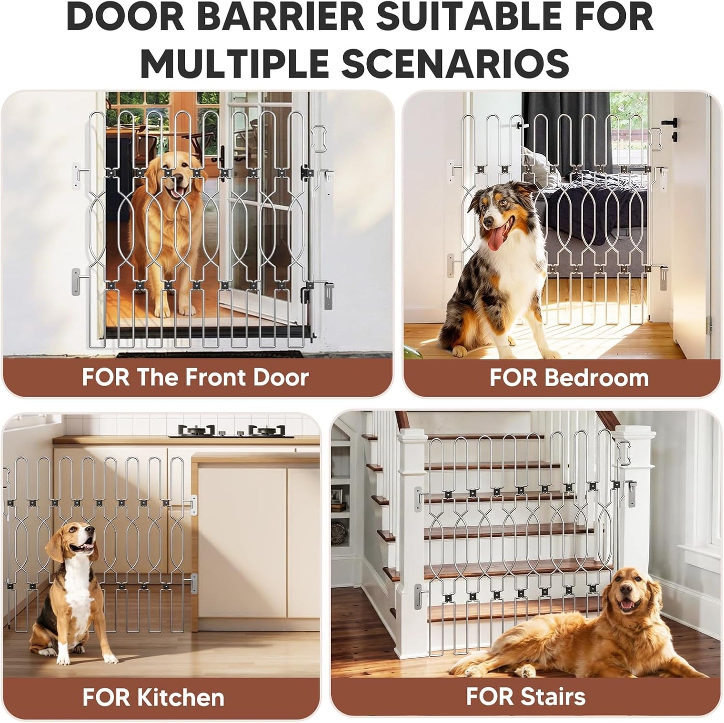 Snagle Paw Extra Tall Metal Retractable Door Barrier, 28.4" Wide 35" Tall Safety Dog Gate for Front Door,Easy Install Retractable Pet Gate for Recreational Vehicle,Doorways