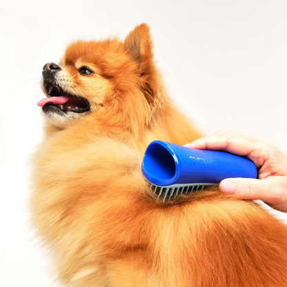 Pet Teezer De-Shedding Dog Brush by Tangle Teezer, Dog Grooming Tool for Long Haired Breeds and Wet or Dry Fur, Large, Blue & Pink
