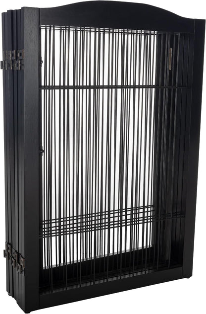 Pet Gate - 6-Panel Indoor Folding Dog Fence for Stairs or Doorways - 133x32-Inch Freestanding Play Pen with Support Feet by PETMAKER (Black)