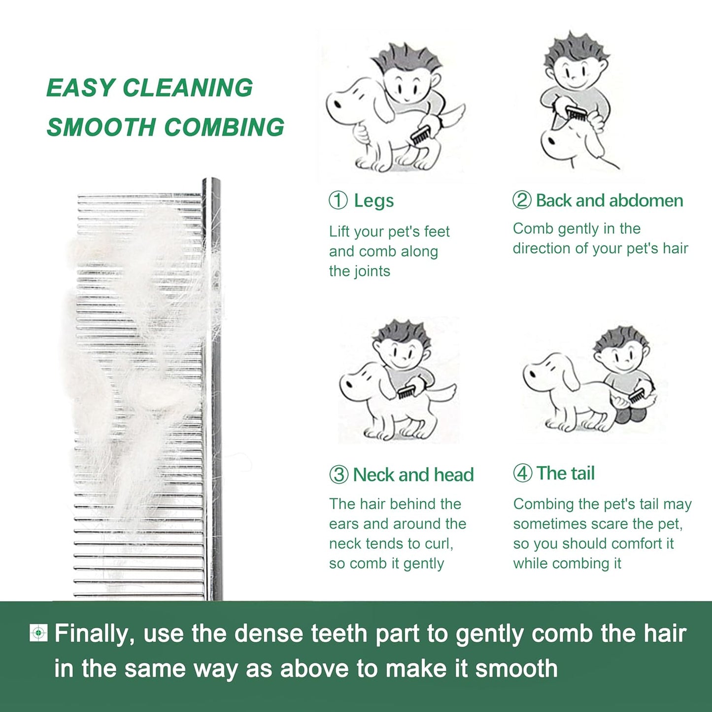 3 Pack Metal Comb For Dogs,Cat Grooming Comb,Dog Combs,Doodle Comb,Shedding Comb,For Professional Grooming Tool For Long And Short Haired Dog,Cat And Other Pets. (Large Medium Small), Metallic