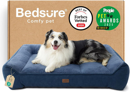 Bedsure SupportMax™ XL Pro Orthopedic Dog Beds Large Sized Dog - Extra Thick Supportive Dogs Couch with Waterproof Washable Cover, Extra Large Comfort Pet Sofa with Sherpa & Nonskid Bottom, Grey, 45"