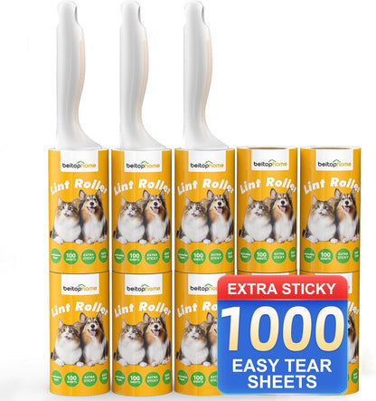 Lint Roller, 800-Sheet Extra Sticky Rollers for Pet Hair, 4 Handles, Value Pack for Dogs, Cats, Clothes, Carpet, Furniture