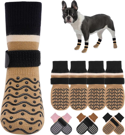 BEAUTYZOO Dog Socks to Prevent Licking Paws -Dog Shoes for Hot Pavement & Hardwood Floors Anti Slip, Traction Control Boots & Paw Protectors with Double Side Grips for Small Medium Large Senior Dogs