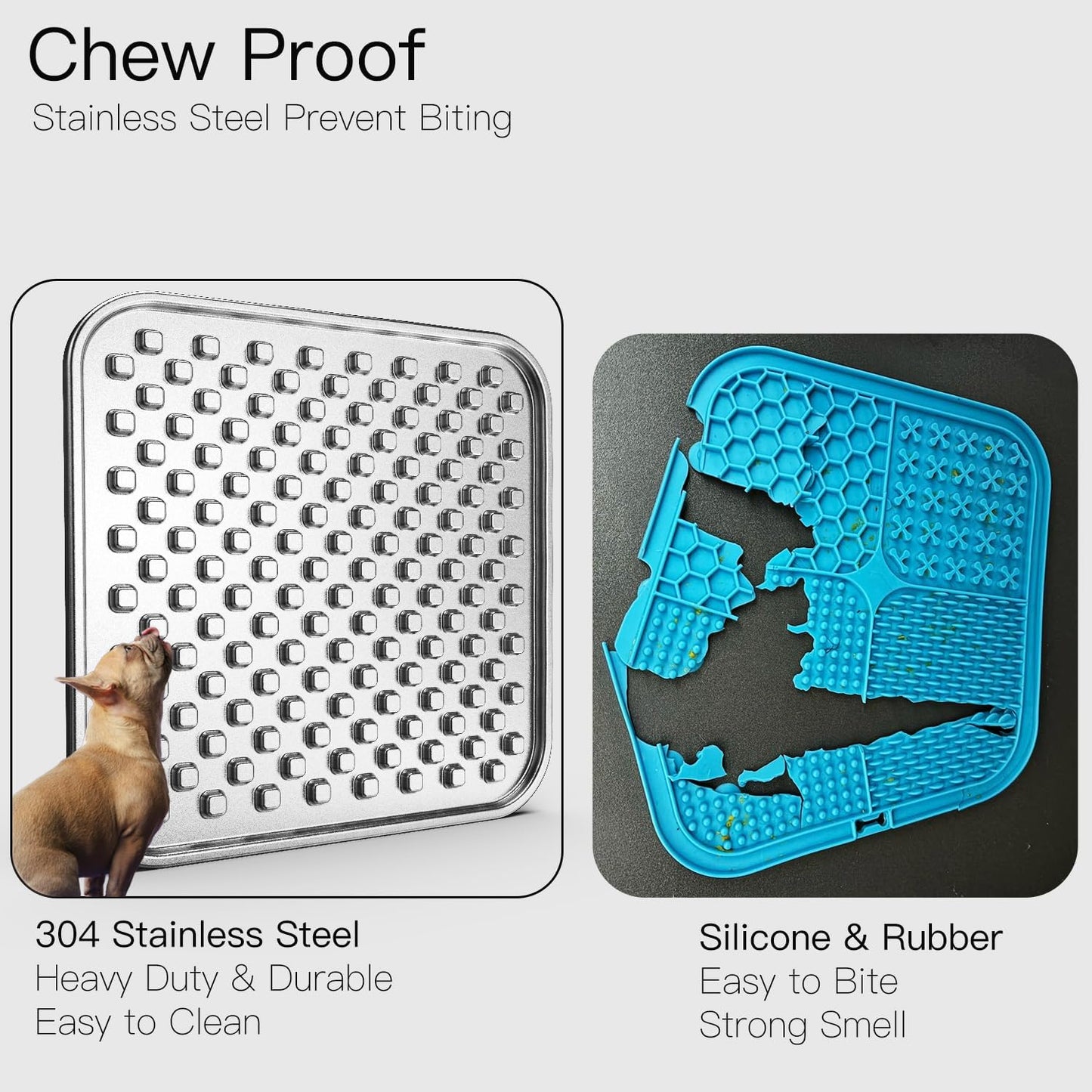 Double Wall Stainless Steel Lick Mat for Dogs & Cats - Chew Proof & Whisker Friendly, Non-Slip Base, for Calm Feeding & Anxiety Relief - Dishwasher Safe Slow Feeder Pad [1Pack]