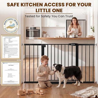 Mumeasy 36" High Extra Tall Dog Gate, 29.6"-40.5" Wide Pressure Mounted Tall Baby Gate for Dog, Auto Close Pet Gate with Door for Stairs,Doorways,House,Black