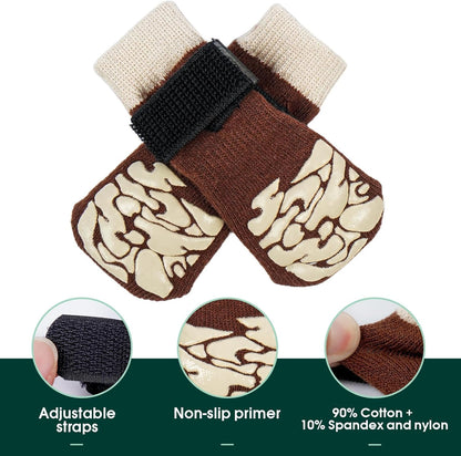 Kuoser Non-Slip Dog Socks, 2 Pairs Socks to Prevent Licking Paws, Paw Protectors for Hot Pavement, Hardwood Floors, Traction Control for Small, Medium, Large Dogs