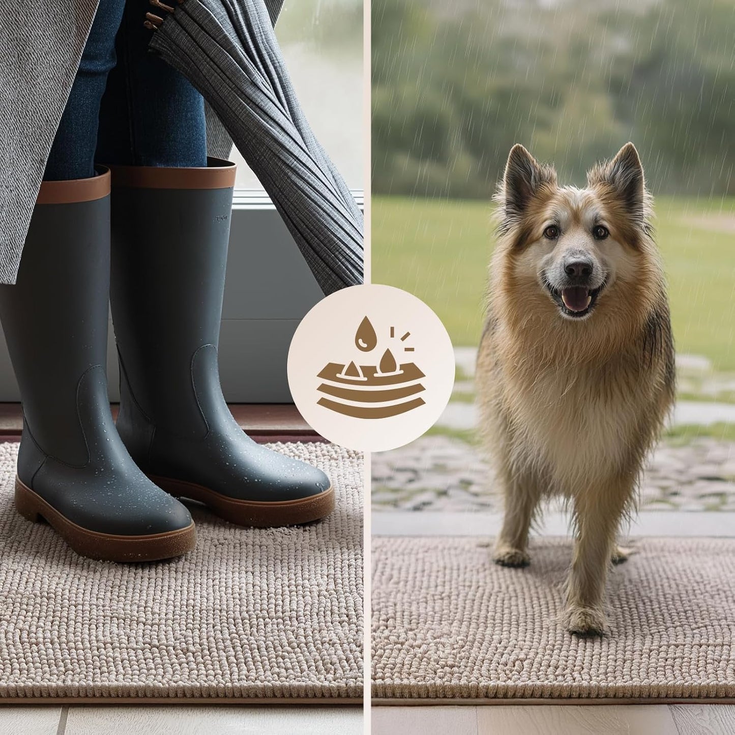 EHEYCIGA Super Absorbent Dog Door Mat for Muddy Paws 30x20 Inch Indoor, Front Doormat Outside Entrance, Quick Dry Chenille Washable Dog Crate Bed, Non-Slip Pet Rug Mud Mat Outdoor Entryway, Grey