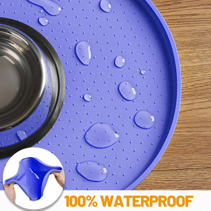 Hubulk 100% Waterproof Silicone Pet Feeding Mat with Raised Edge for Food and Water, Dog Bowl Mats, Cat Bowls Placemat with High Lip Protects Floor for Cats and Dogs (Gray, 19" L x 12" W)
