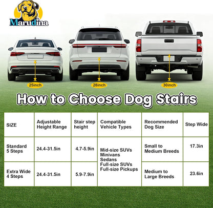 Dog ramps with 23.6" Extra-Wide - Portable 4-Dog Steps with Non-Slip Surface, 250 lbs Capacity for Large Dogs, Extra-Wide Foldable Dog Ramps for Cars, SUVs, and Trucks