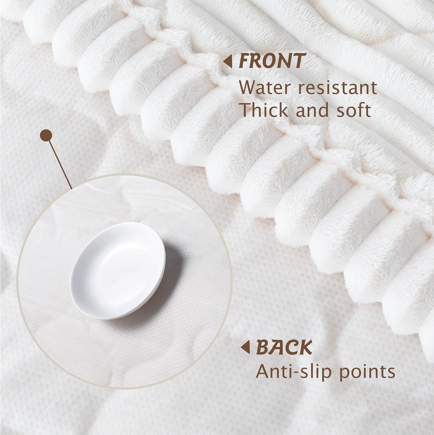 PuTian 100% Waterproof Fuzzy Couch Cover for Dogs Washable Non-Slip Furniture Cover Pet Friendly Dog Mat for Couches and Sofas White 27.6''x59'' 70cmx150cm