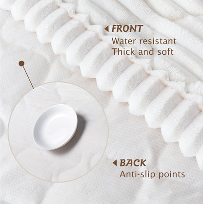 PuTian 100% Waterproof Fuzzy Couch Cover for Dogs Washable Non-Slip Furniture Cover Pet Friendly Dog Mat for Couches and Sofas White 27.6''x59'' 70cmx150cm