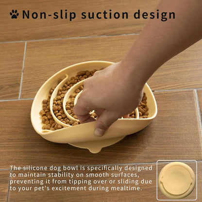 Bifeaw Slow Feeder Dog Bowls, Dishwasher Microwave Safe Silicone Puppy Puzzle Bowl with Non-Slip Design for Eating (Grey Green)