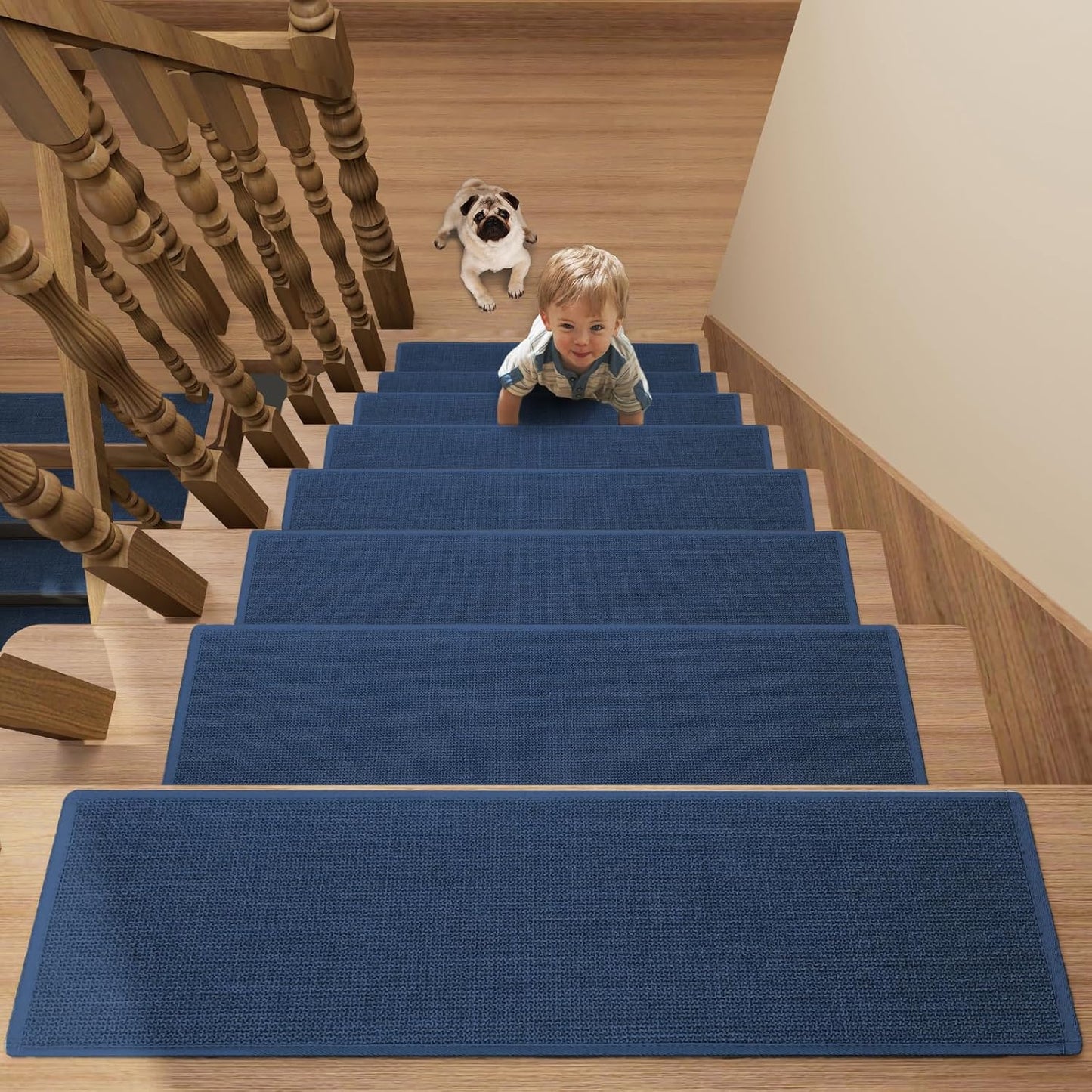 Stair Treads Carpet 4 pcs for Wooden Steps with Non Slip Rubber Backing, 100% Polyester Soft Stairs Resistant Indoor Skid Runner Safety Rugs for Kids Elders and Pets 30" * 8" (Dark Gray)