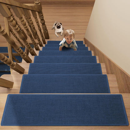 Stair Treads Carpet 4 pcs for Wooden Steps with Non Slip Rubber Backing, 100% Polyester Soft Stairs Resistant Indoor Skid Runner Safety Rugs for Kids Elders and Pets 30" * 8" (Dark Gray)