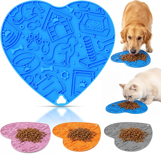 Cat & Dog Slow Feeder Puzzle Toy — Interactive Cat Puzzle Feeder Bowl, Dog Puzzle Feeder, Dog Lick Mat, Mental Stimulation Toy for Indoor Cats & Dogs, Anti-Gulp, Fun & Durable Heart Shape(Pink)