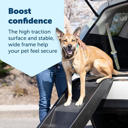 PetSafe Happy Ride Side Door Dog Stairs for Cars & SUVs, Foldable Back Seat Dog Steps with 3 Heights
