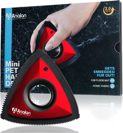 Analan Mini Pet Hair Remover for Car Detailing Supplies, Carpet Dog Hair Remover for Car Interior, Triangle Dog Hair Remover for Auto Detailing, Couch, Furniture, Lint, Carpet (Jet Black)