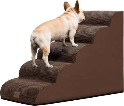 GoGoBunny Ramp Dog Stairs for Couch Sofa and Chair 15.7" H, 3-Step Pet Steps for Small Dogs and Cats, Non-Slip Waterproof Fabric Cover, Stable and Balanced Indoor Step, Pets Friendly, Grey