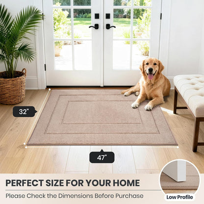 PURRUGS Dirt Trapping Door Mat 32" x 47", Non-Slip/Skid Machine Washable Entryway Rug, Dog Doormat, Super Absorbent Welcome Mat for Muddy Wet Shoes and Paws, Grayish Brown