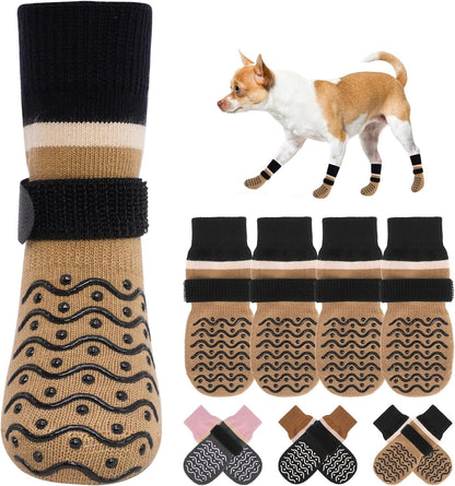 BEAUTYZOO Dog Socks to Prevent Licking Paws -Dog Shoes for Hot Pavement & Hardwood Floors Anti Slip, Traction Control Boots & Paw Protectors with Double Side Grips for Small Medium Large Senior Dogs