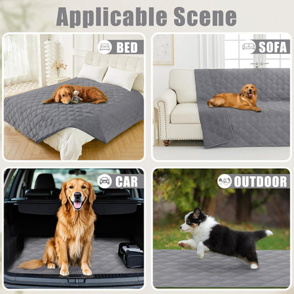 Smiry Waterproof Dog Bed Cover Blanket 30x70, Soft Reversible Pet Blanket, Washable Leakproof Cats Dogs Couch Cover for Sofa, Couch, Furniture, Grey/Dark Grey